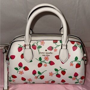 Kate Spade White Bag with Strawberry and Floral Print